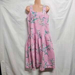 The Kapaia Stitchery Hawaiian Pleated Dress Women Size 12 Pink Tropical